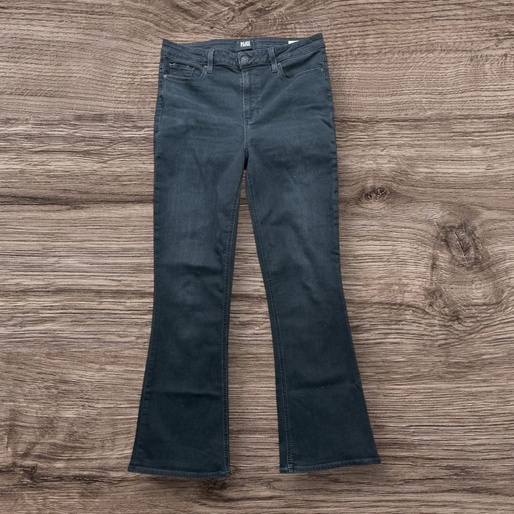 PAIGE High Rise Laurel Canyon Charcoal Black Flare Jeans
